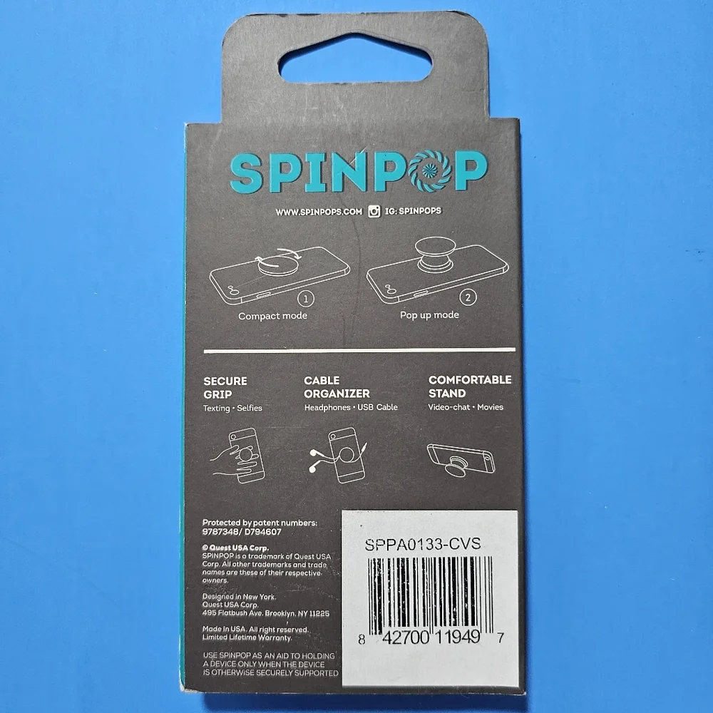 SpinPop: Pop-Up Phone Holder & Stand - GLITTER OMBRÉ (PINK & PURPLE)